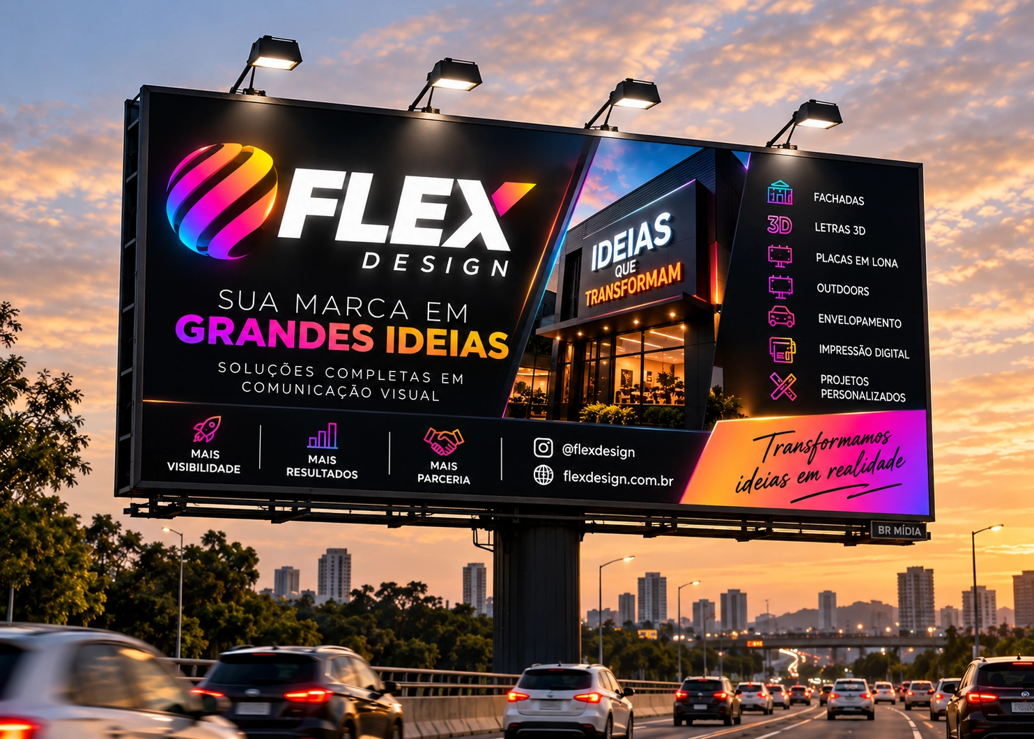 Placas em Lona & Outdoors